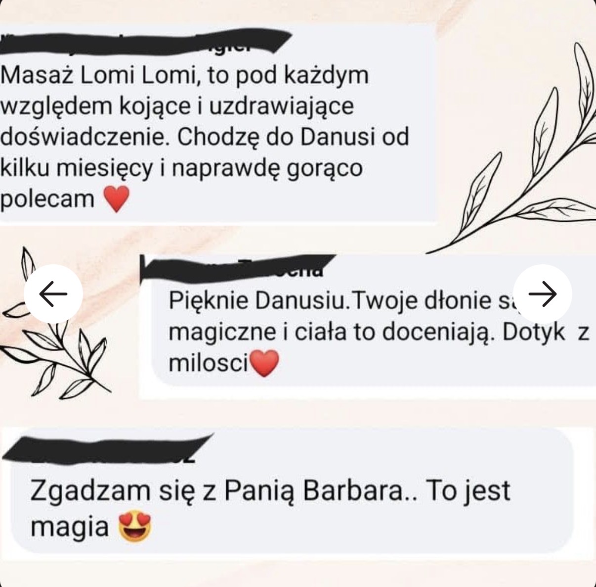 Oryginalny zrzut kilku krótszych opinii klientów